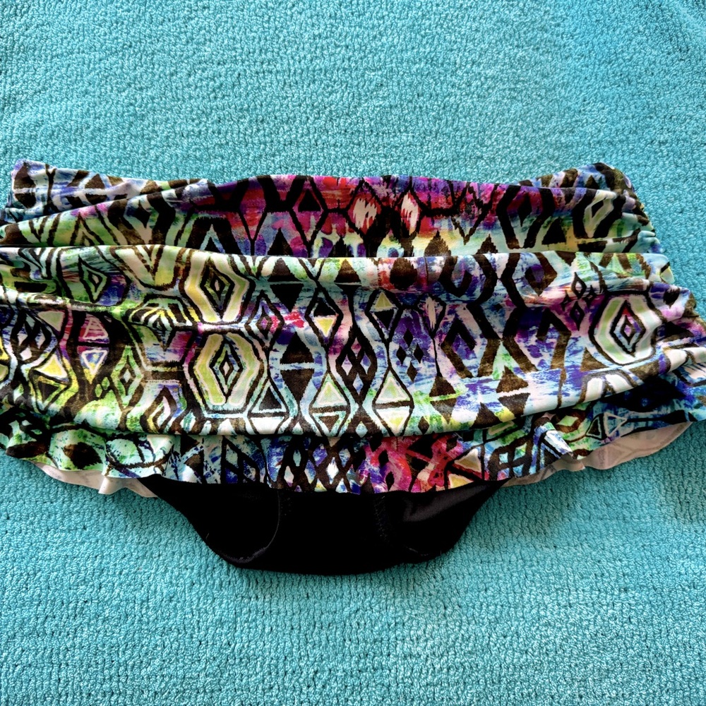Black Abstract Print Bathing Suit | Bottoms Only | Size 8
